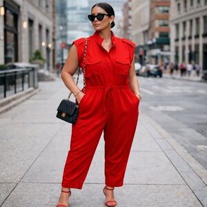 Red Sleeveless Jumpsuit